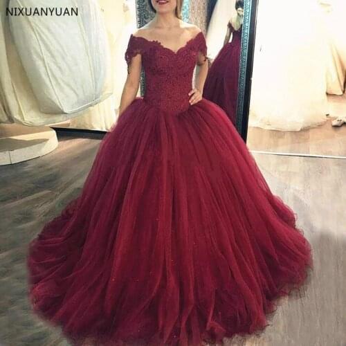 Elegant Burgundy Lace V-neck Wedding Dress Plus Size Train Ball Gown African Country Vestido De Novia Formal Bridal Gown Arabic