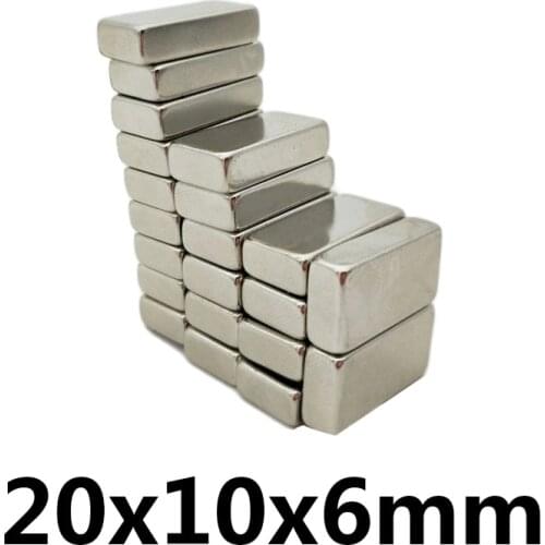 3~100PCS 20x10x6 mm N35 NdFeB Square Super Strong Neodymium Magnet Block Permanent Magnets Powerful Magnetic Magnets 20*10*6 mm