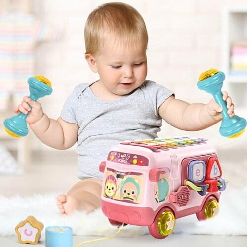 Simulation Car Toys Musical Instrument Baby Rattles Mobiles Xylophone Knock Piano Bus Beads Blocks Montessori Educational Toys