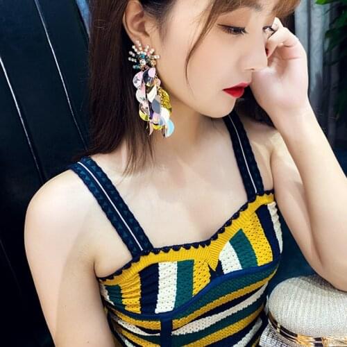 Fashion exaggerated Bohemian glitter earrings, high sense of long fashion earrings drop earrings, womens fashion jewelry
