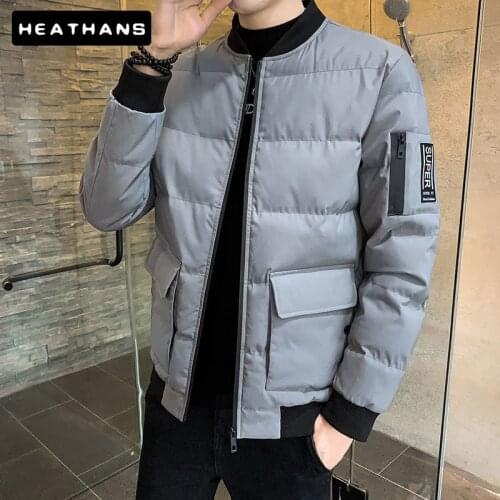 Mens Winter Parkas Coats Korean Fashion Cotton Padded Jacket Male Thick Wool Warm Casual Baseball Collar Zipper Men Cargo Tops