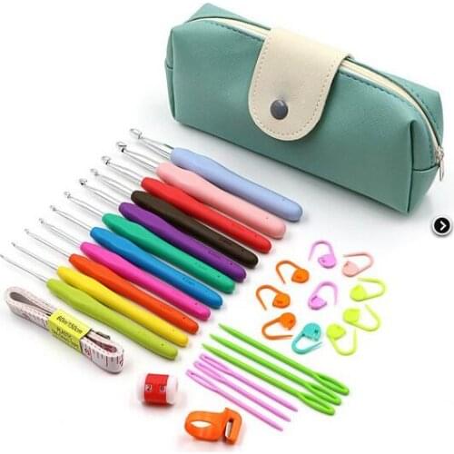 5sets 30Pcs set Crochet Hooks Set Yarn Hand Knitting Needles Rubber Grip Needlework DIY Sewing Smooth Stitch Weave Craft