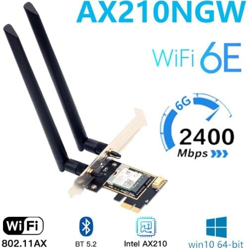 Desktop Wi-Fi 6 Intel AX210 PCIe WiFi Adapter Bluetooth 5.2 3000Mbps 802.11ax AX210NGW Wireless Wifi 6E Card Windows 10 Linux