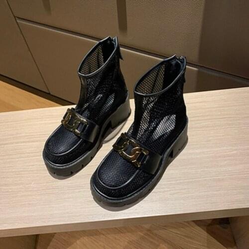 2021 summer new female Martin boots fashion Korean version of thick-soled high-heeled sandals, mesh breathable and comfortable