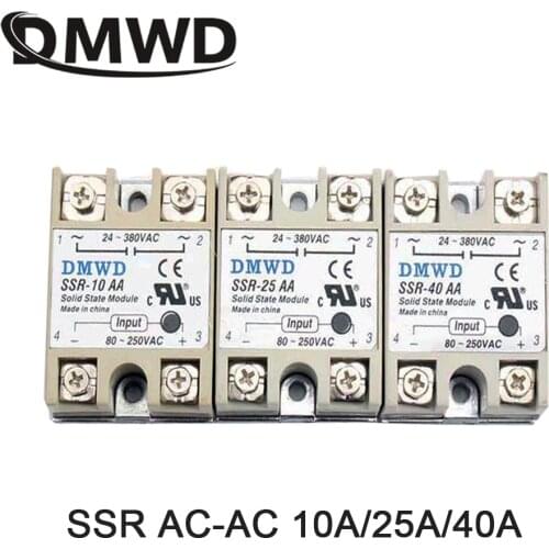 1PC Solid State Relay SSR-10AA 25AA 40AA AC Control AC SSR Single Phase Solid State Relay