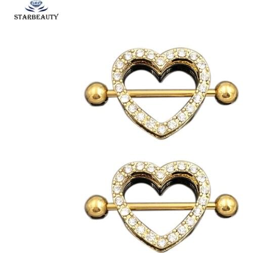 Rose Gold Color Full Crystal Stainless Steel Nipple Cover Body Jewelry 3 Color Full CZ Nipple Ring Piercing Jewelery Punk