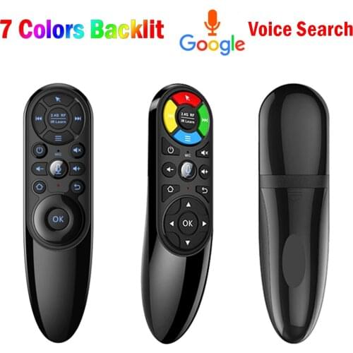 Q6 Air Mouse Google Voice Remote Control 7 Colors Backlit 2.4G Wireless Gyroscope IR Learning for Android TV Box H96 X96 HK1