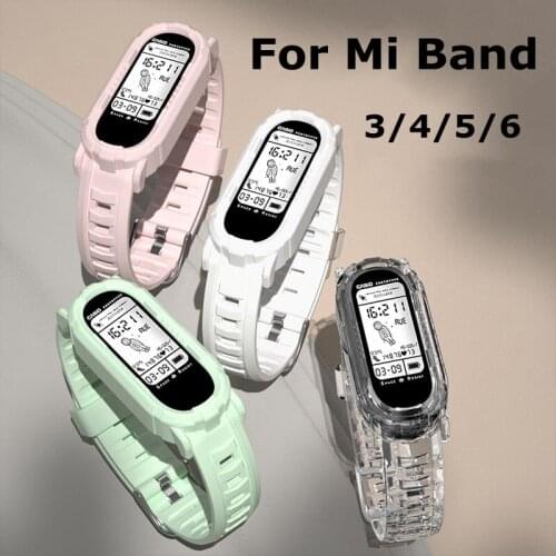 For Xiaomi Mi Band 6 5 4 3 Strap Clear Silicone Replacement Bracelet Pink Green Color Wristband Xiomi Mi6 Miband band6 Straps