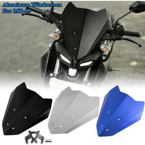 Motorcycle Aluminum Sports Windshield Windscreen Visor Viser Wind Deflector For Yamaha MT15 MT-15 MT 15 2019 2020 Double Bubble