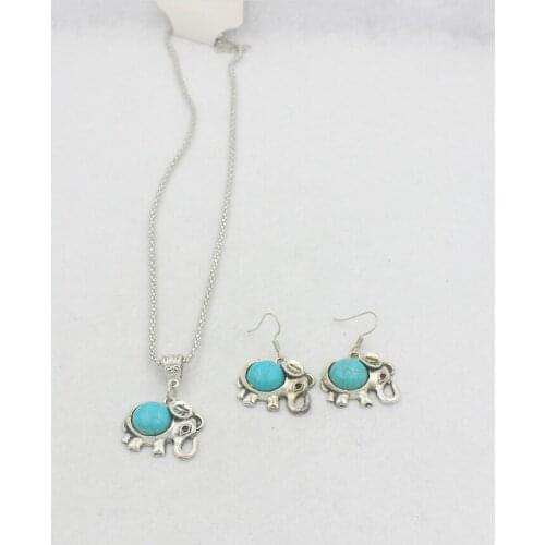 Lucky elephant necklaces earrings jewelry stes for women fj174