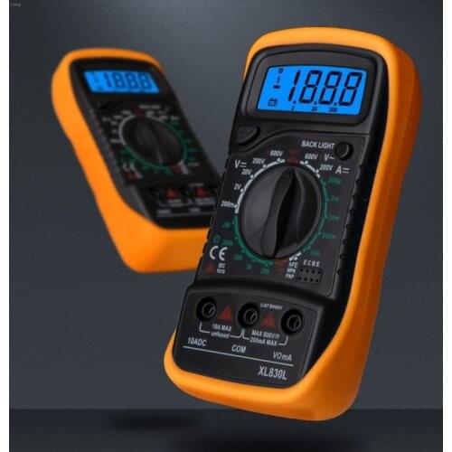 XL830L Digital Multimeter Handheld LCD Backlight AC/DC Ammeter Voltmeter Resistance Transistor Ohm Tester Meter Multifunction