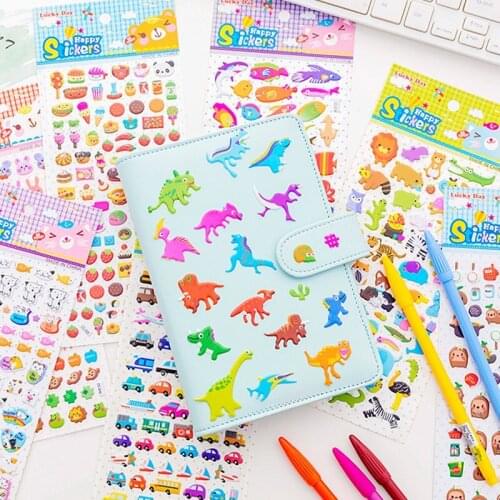 2sheet Cute bubble 3D animal stickers PVC Stationery DIY Diary Scrapbook phone decoration 24*10CM