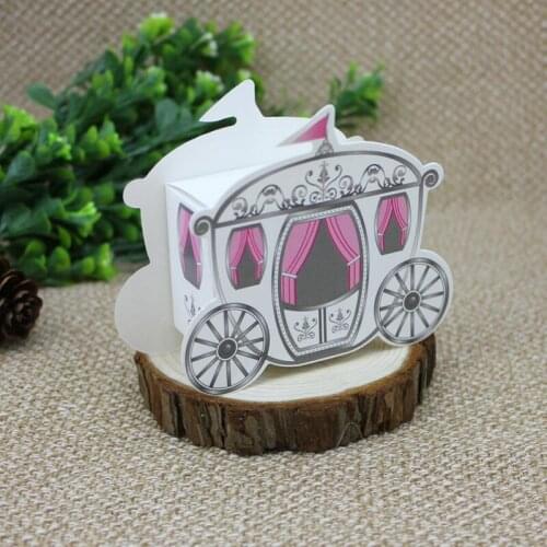 50pcs/lot Princess Carriage Candy Box Baby Shower Kids Favor Birthday Party Gifts Box Wedding Sweet Box Party Supplies