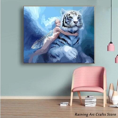 5D Diy Diamond Painting Animal Tiger Cross Stitch Kits Embroidery Full Square Round Drill Girl Mosaic Pictures Handcraft Gift