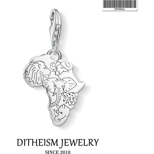 Africa Charms Pendant,2018 Fashion Jewelry 925 Sterling Silver Ethnic Gift For Women Men Fit Bracelet Necklace Bag