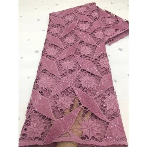Onion African Guipure Lace Fabric 2021 High Quality Cord Lace Latest French Water Soluble Lace Fabric With Sequins For Wedding