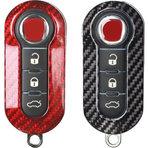 Carbon Fiber Key Case Cover FIT For FIAT Key Case Cover Shell bag Freemont 500 500L Panda Punto Bravo 3 Button
