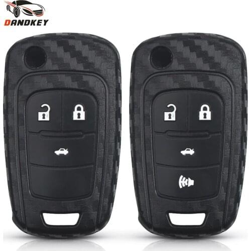 Dandkey 3/4 Buttons Silicone Key Case Cover Carbon Fibe Key Case For Chevrolet Cruze For Buick For Opel 2012 Malibu Aveo 2015