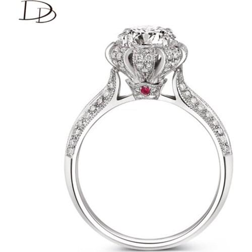 DODO Gorgeous 7.5Mm AAA Zircon Crown Shaped Princess Rings Chic Pink Crystal Rings For Women silvery Wedding Jewelry Jz046