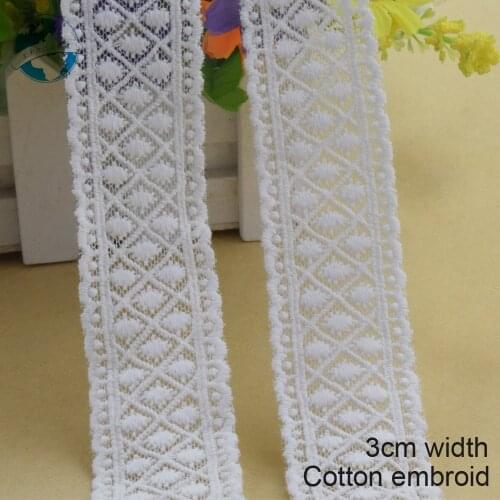 2yard 3cm width Cotton embroid lace sewing ribbon guipure trims or fabric warp knitting DIY dolls Accessories wedding lace#3882
