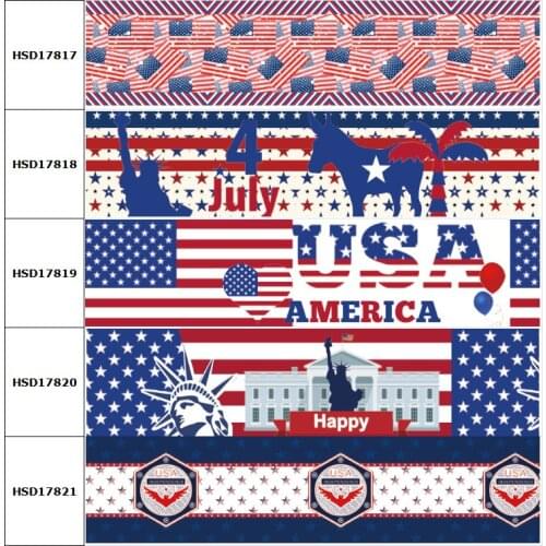 HSDCraft July 4 for America Independence Day Printed Grosgrain/Satin Ribbon for DIY Sewing Hairbow Accessories Decoration 25MM