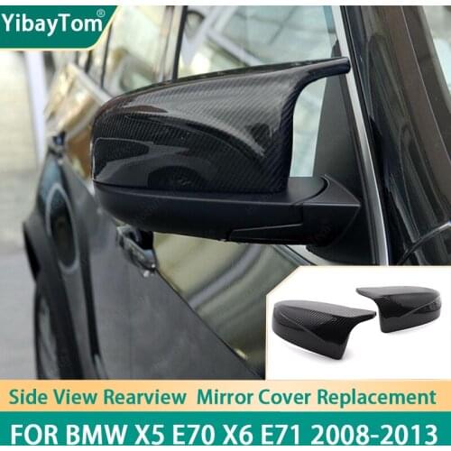 2pcs Carbon Fiber Pattern Replacement modified Rearview Mirror Cover caps For BMW X5 E70 X6 E71 2008-2013