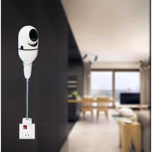Indoor PTZ Bulb Wifi Ip Camera Mini Size with Adjustable Holer Socket Two Way Talk Night Vision Ycc365plus APP Control