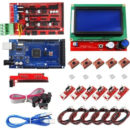 CNC 3D Printer Kit for Mega 2560 R3 + RAMPS 1.4 Controller + LCD 12864 + 6 Limit Switch Endstop + 5 A4988 Stepper Driver