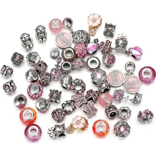 X7YC 50 Pcs Large Hole Metal Beads Charms Handcrafts Spacer Beads European Beads Loose Spacers for DIY Bracelet Jewelry Making
