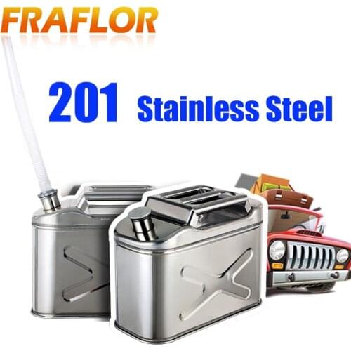201 Stainless Steel Tank Metal Fuel Tank 15L / 20L Oil Gasoline Diesel Canister Storage Can Motorcycle Truck Car Accessories