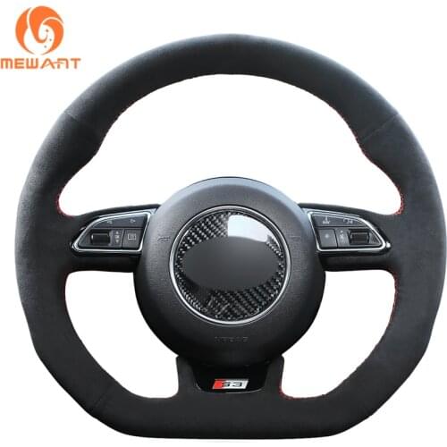 MEWANT Black Suede Car Steering Wheel Cover for Audi S1 8X S3 8V Sportback S4 B8 Avant S5 8T S6 C7 S7 G8 RS Q3 8U SQ5 8R