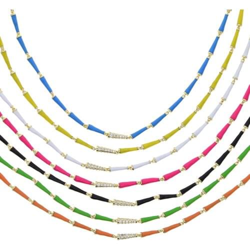 Gold Color Fashion Women Girl Collar Choker Necklace Neon Colorful Beads Link Chain Necklace