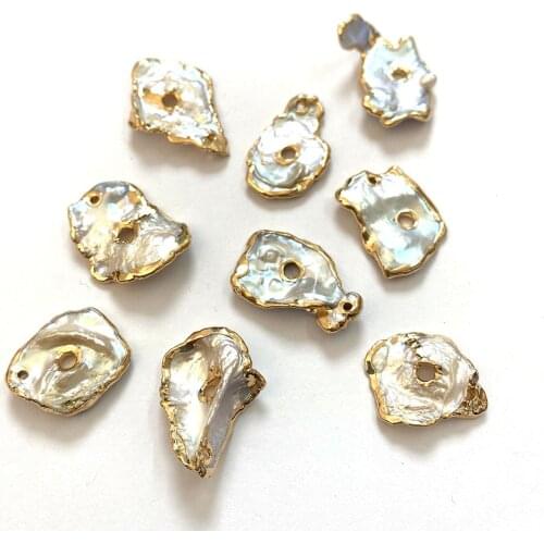 Fashionable Irregular Shape Hole Freshwater Pearl Pendant Temperament Jewelry Making Charm Lady DIY Holiday Gift Wholesale