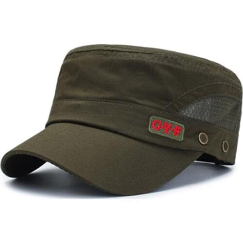 Mens Cotton breathable military hats mesh caps adjustable men New embroidery bone dad army hat male bone snapback cap flat cap