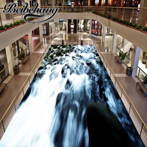 Beibehang Custom Floor Painting 3d PVC Wallpaper Self Adhesive Wall Stickers 3D Wall Paper Clear Crystal Floor Water Bathroom