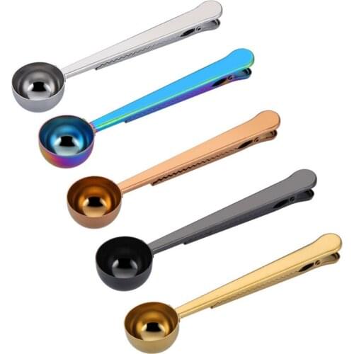 Stainless steel 2-in-1 coffee bean spoon holder multi-functional bag with sealed mouth for spoon holder