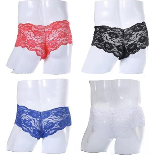 2021 New Mens Lace Sexy Thong G-String Briefs Sissy Panties Underwear Lingerie Knickers Mens Underwear Briefs Men Underwear