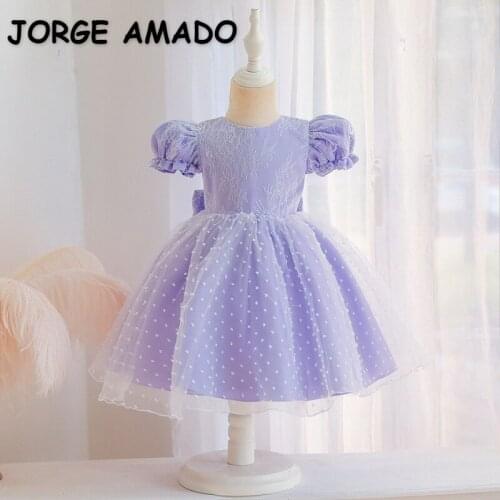 2021 New Summer Teenagers Girls Dress Short Puff Sleeves Princess Dress Birthday Piano Performance Kid Clothes E986