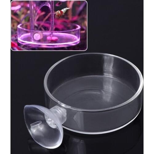 New Fish Tank Feeder Aquarium Shrimp Clear Glass Feeding Bowl Clear Dish Tray Round Container Dish 1 Piece