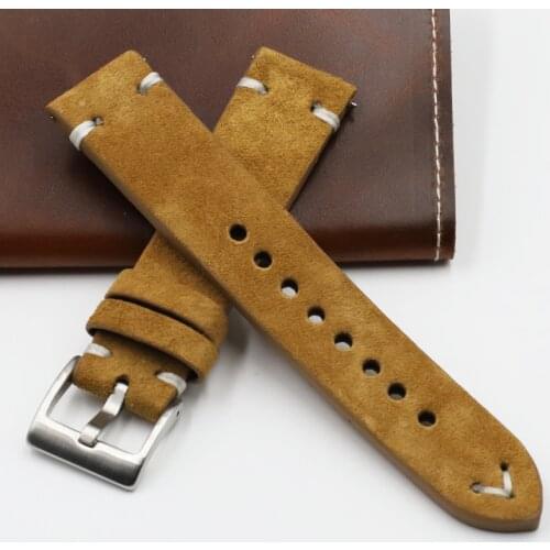 Onthelevel Quality Suede Leather Soft Watch Band 18mm 20mm 22mm Watch Strap Tan Brown Gary Strap With Stainless Steel Buckle #E