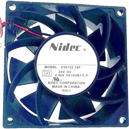 Original NIDEC V35132-16F 80*80*38mm DC 24V 0.45A 8CM 2 line large wind frequency converter cooling fan