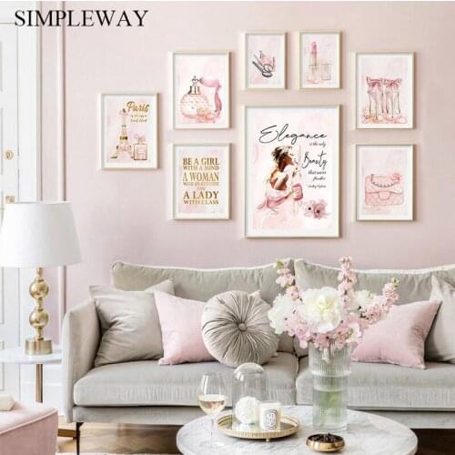 High Heels Paris Perfume Aesthetic Poster Fashion Art Painting Print Stylish Vogue Wall Picture Teen Girls Room Salon Decor