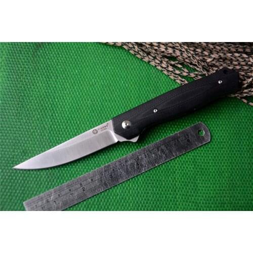 TIGEND 1067 Camping Pocket knife D2 satin blade G10 handle Flipper Fold knives Drop point with clip for gift