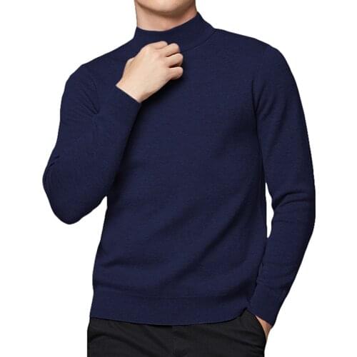 Pullover Sweater Men Cotton Knitted Slim Sweater Turtlenck Men Pullover Autumn Highneck Men Sweaters Mockneck Clothing Men Brand