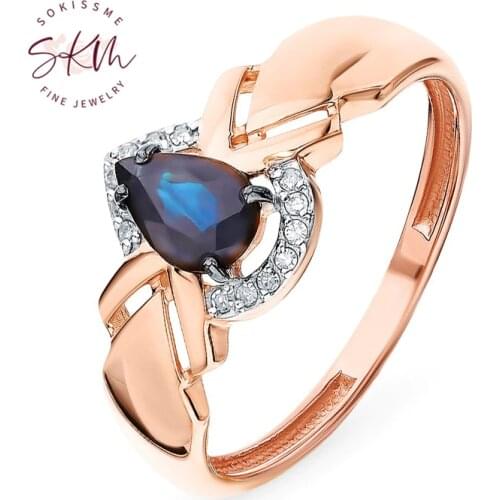 SKM Vintage sapphire rings brand designer rings for women 14k rose gold Engagement rings designer Promise Luxury Fine Jewelry
