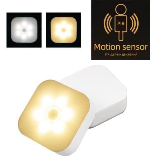 New Led Night Light Smart Motion Sensor LED Night Lamp Battery Operated WC Bedside Lamp For Room Hallway Pathway Toilet DA