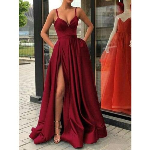 High Split Evening Dresses 2020 with Dubai Middle East Formal Gowns Party Prom Dress Spaghetti Straps Plus Size Vestidos De