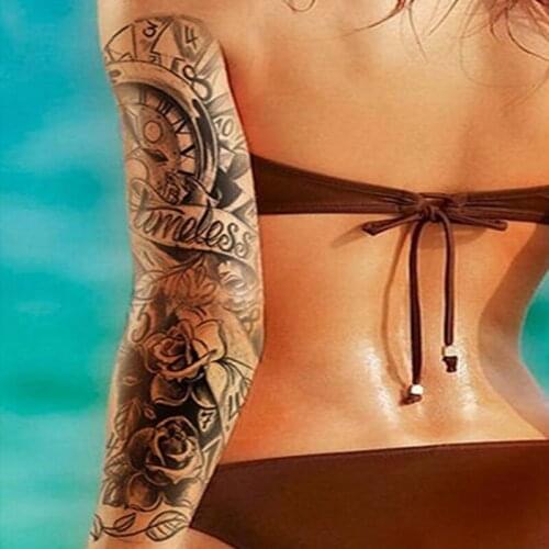 29 Styles Waterproof Full Arm Sticker Non-toxic Safe Easy Remove Skull Dragon Body Fish Girl Man Fish Girl Temporary Tattoo