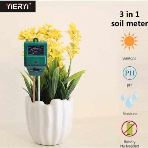 Yieryi 3in1 Plant Flowers Soil PH Tester Moisture Measuring humidity Light Meter Hydroponics Analyzer Gardening Hygrometer