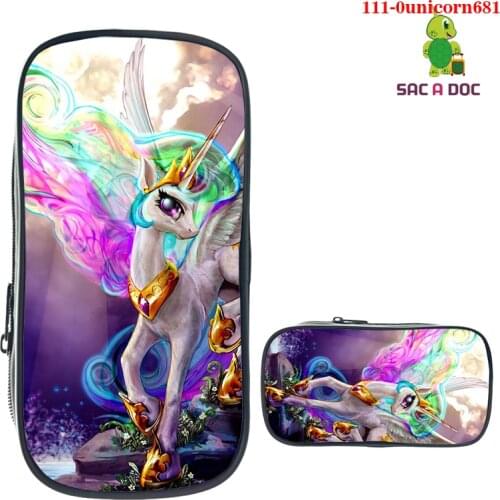 3D Print Rainbow Pink Unicorn Women Cosmetic Bags Stationery Storage Bag Girl Unicorn Pencil Case School Supplies Makeup Pouch